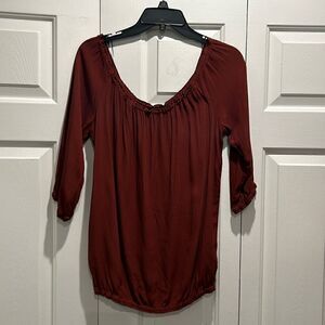 NWT Monrow Brown/Rust off the Shoulder Blouse, Size Large